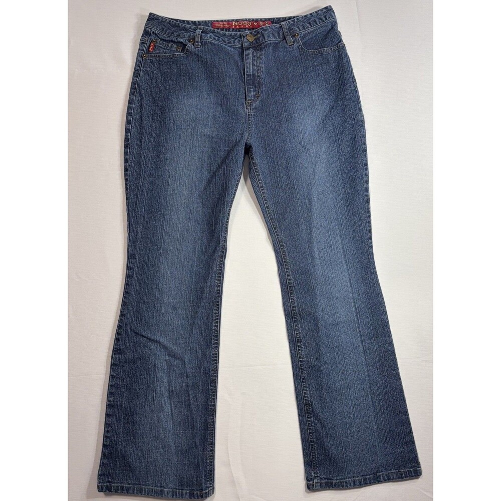 Mudd Boot Cut Blue Jeans Denim Dark Wash Stretch Mid Rise Size 16 Y2K 32x38